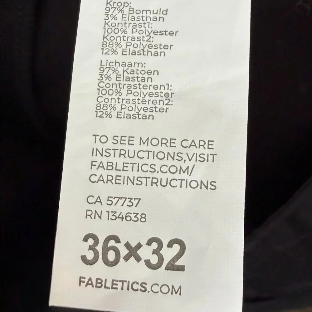 Fabletics The High Side Chino (Slim Fit) Pants Black 36 x 32 New